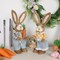 Set of 2 Easter Decorations 13" Bunny Figurines Tabletop Spring Decor, Rustic Straw Bunny Couple with Carrot, Sisal Rabbit Statues Ornaments for Table Home Office Kitchen Farmhouse